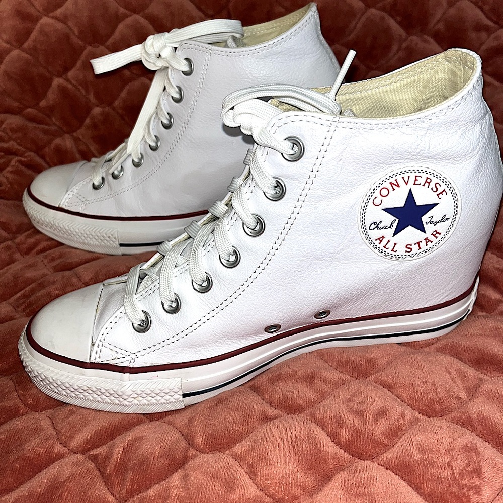 RARE**Leather hidden wedge converse EUC